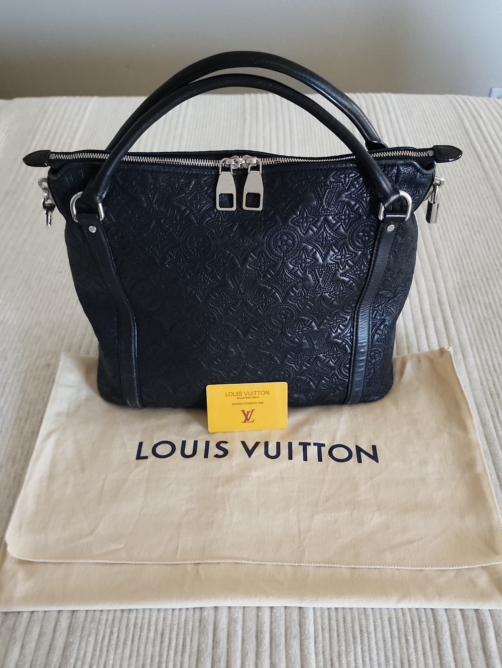 Authentic Louis Vuitton Antheia Ixia PM Black  Monogram Lambskin Top-Handle Bag